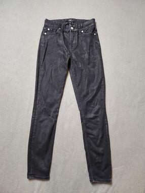 7 For All Mankind Coated Black Skinny Jean Sz 25
